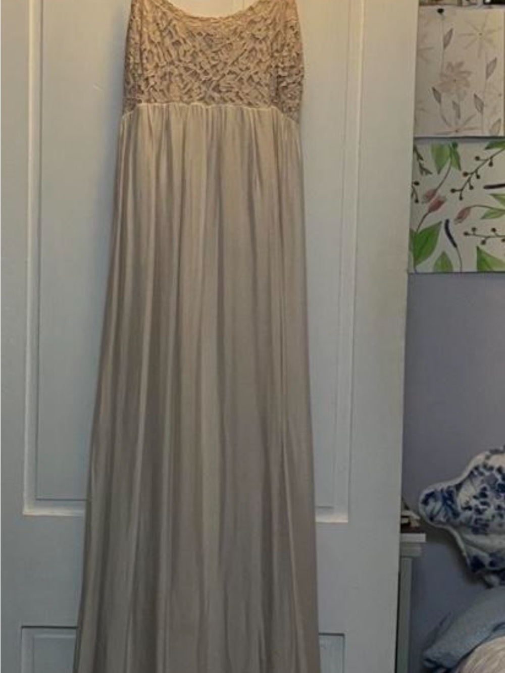 lola Champagne Lace Bodice Maxi Dress